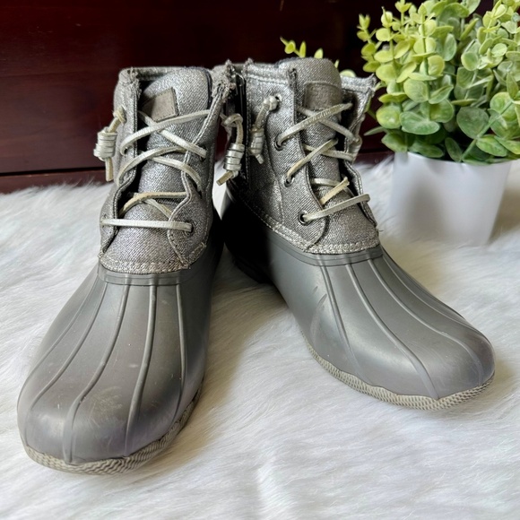 Sperry Top-Sider Saltwater Shimmer Duck Boots Gray Waterproof Size 7.5 - Picture 13 of 13